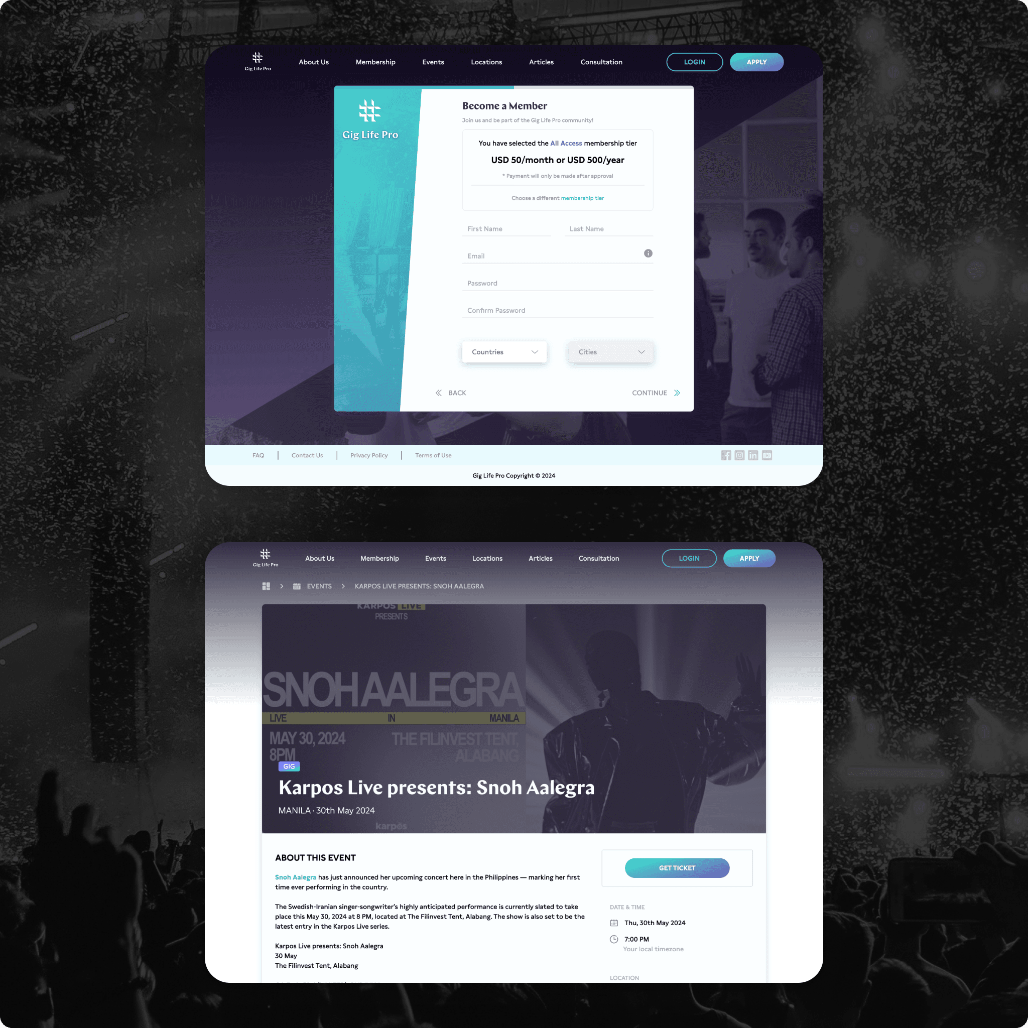 Gig Life Pro website design